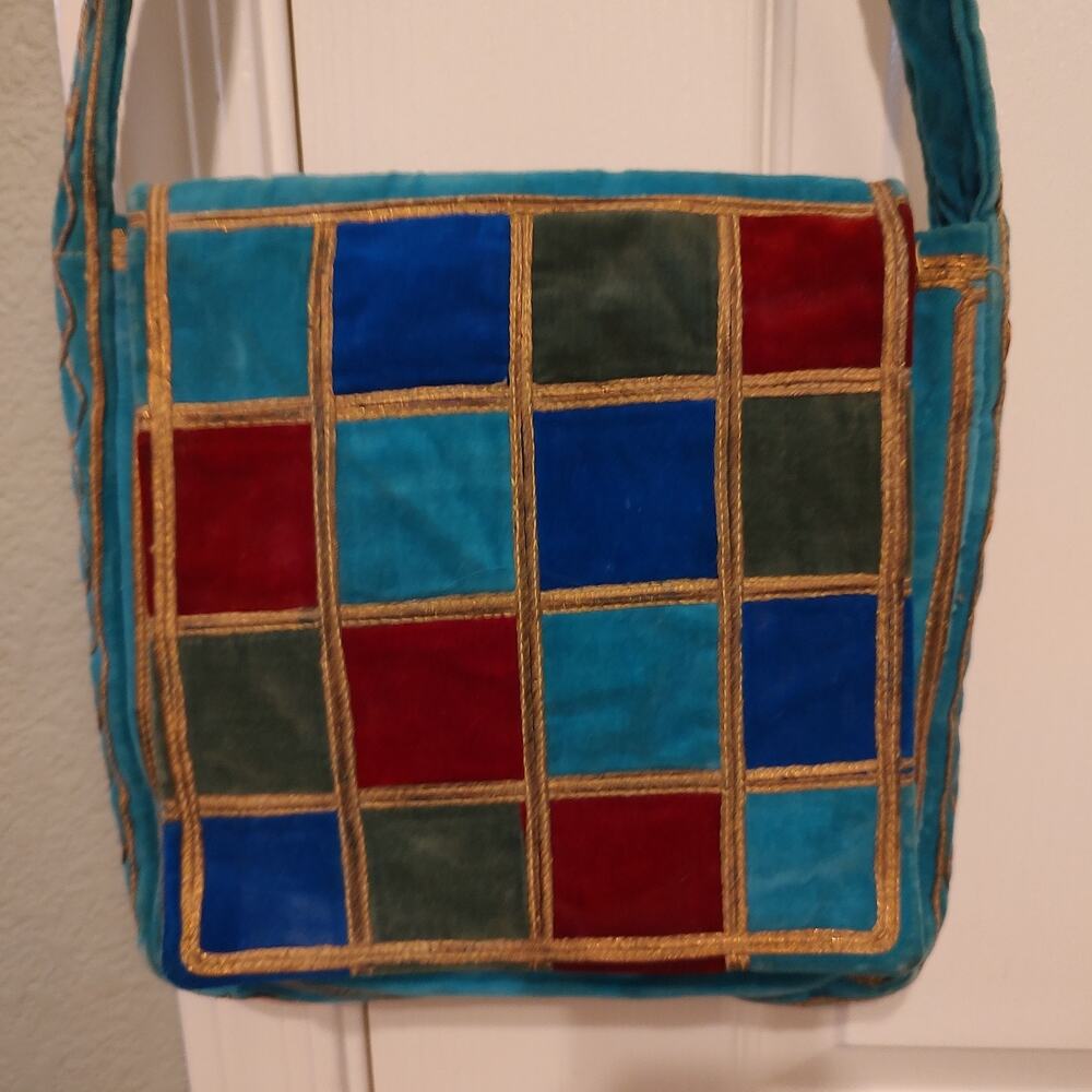 Vintage Colorful Patchwork Handbag with Adjustable Strap - Unique Design